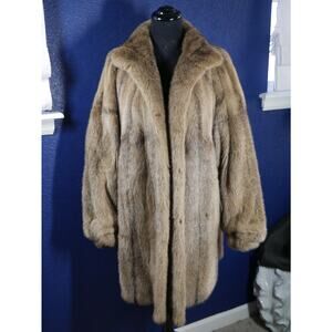 Gorgeous Unique Taupe Dyed Cross Mink Hooded Fur Coat Jacket